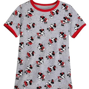 NWT‎ Disney Parks- Minnie Mouse allover Ringer T-Shirt-Size XL